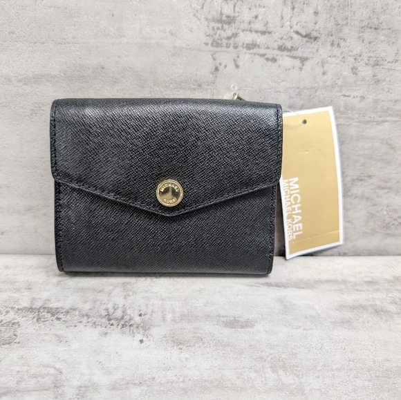Michael Kors Saffiano Color Block Carryall Bifold Wallet Genuine Leather NWT - Picture 1 of 14